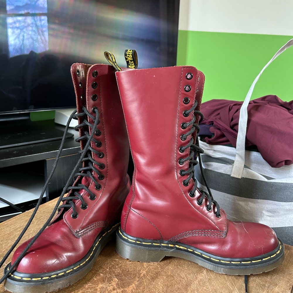 Dr. Martens Cherry Red Lace-Up Boots